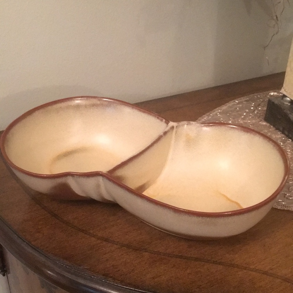Vintage Frankoma Divided Serving Dish Bowl in Desert Gold